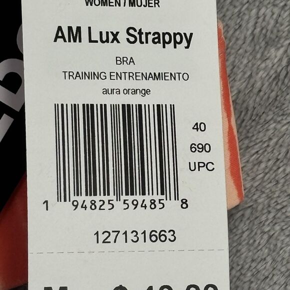 Reebok AM Lux Strappy Sports Bra Womens Medium Aura Orange Core I Training NWT - Picture 3 of 11